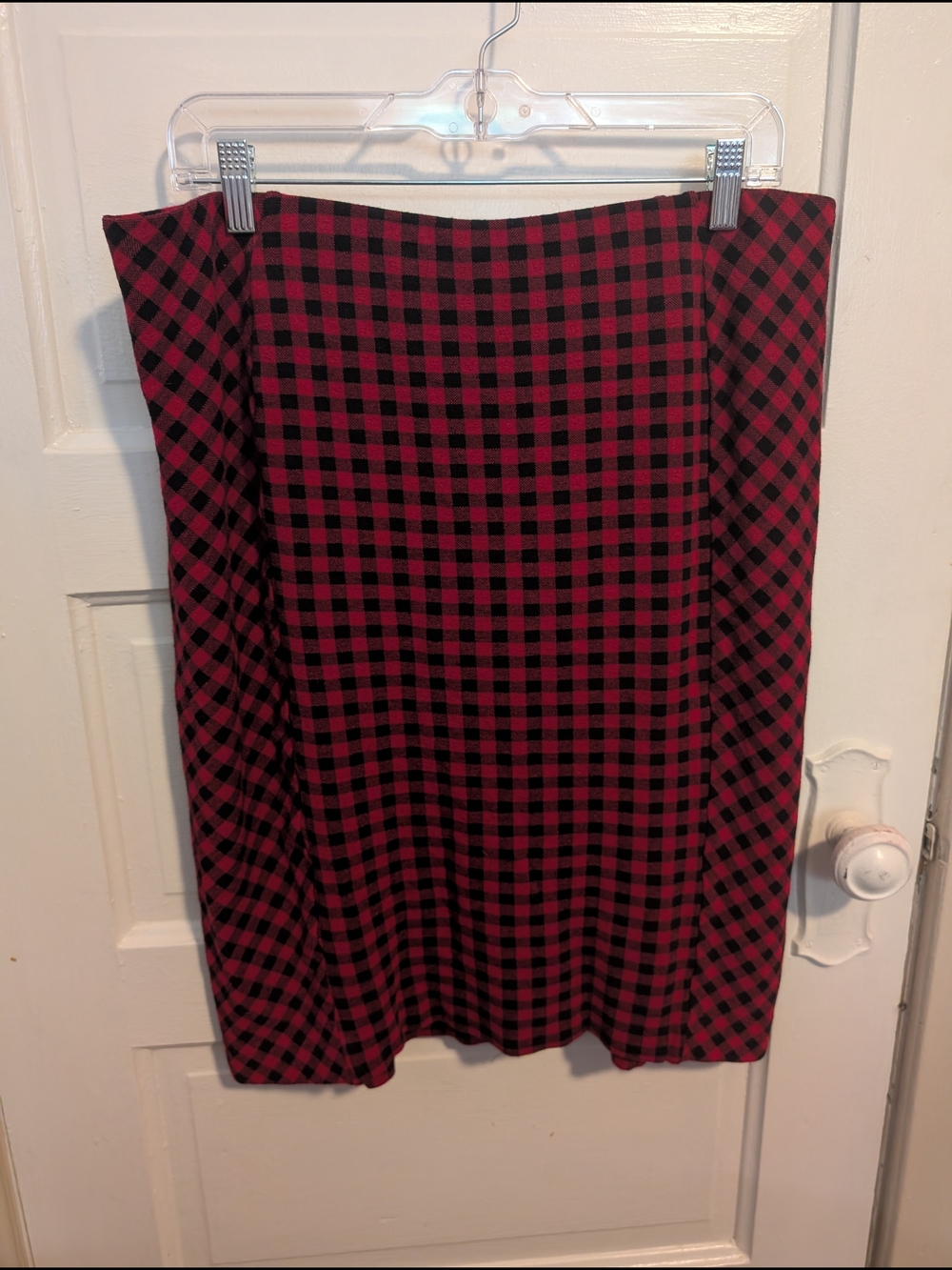 Preppy Collegiate Red and Black Buffalo Check Pencil Skirt J. Jill Petite Large